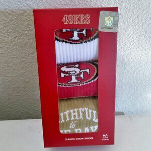 NEW Strideline NFL San Francisco 49ers 3 Pack Premium Knit Crew Socks M/L